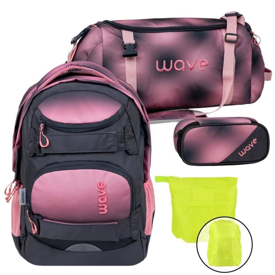 Wave Schulrucksack Set Infinity Move "Gradient Pinky" mit Regenschutz von Wave