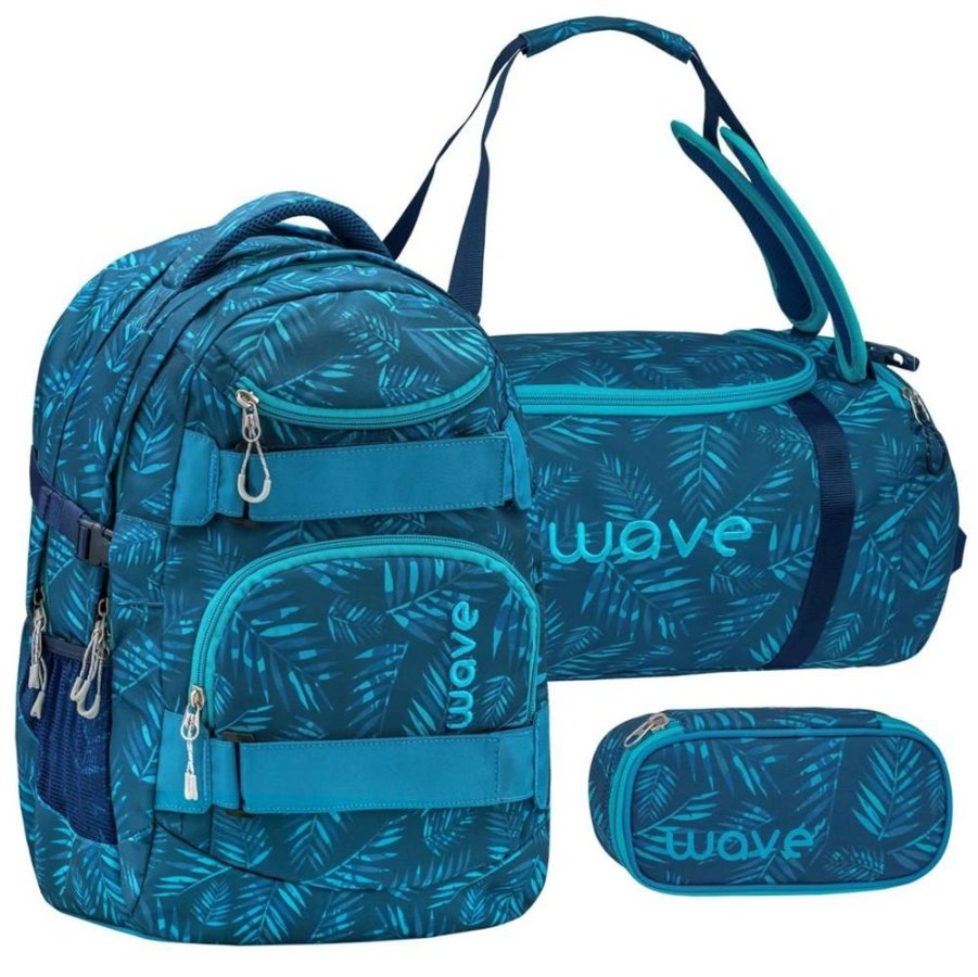 Wave Schulrucksack Set JUNGLE VIBE 3teilig mit Sporttasche und Schlamper von Wave