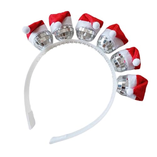 Retro Weihnachtsmütze Stirnband und Ohrringe Set für 80er Jahre Kostüm Cosplay Party Damen Mode Kopfschmuck Party Kopfschmuck Party Kopfschmuck von Wayfadacc