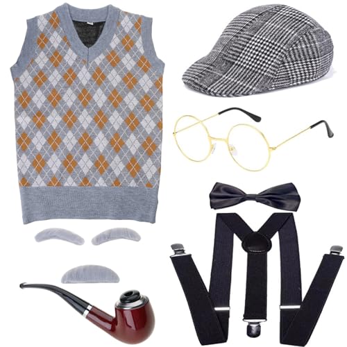 Wayfadacc 100 Days of School Costume for Students Boys Old Man Grandpa Cosplay Outfits von Wayfadacc