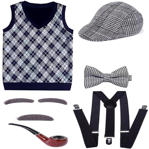 Wayfadacc 100 Days of School Costume for Students Boys Old Man Grandpa Cosplay Outfits von Wayfadacc