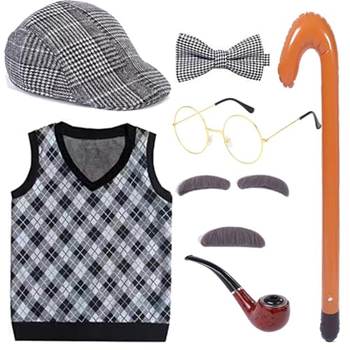 Wayfadacc 100 Days of School Costume for Students Boys Old Man Grandpa Cosplay Outfits von Wayfadacc