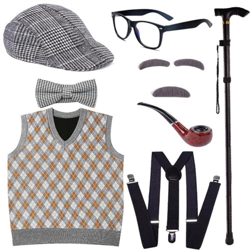 Wayfadacc 100 Days of School Costume for Students Boys Old Man Grandpa Cosplay Outfits von Wayfadacc