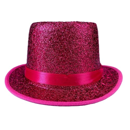 Wayfadacc Glitzernder, großer Hut für Maskeraden, Party, Gentleman-Hut, Jazzy-Hut mit Gürtel, Konzert, Kostüm, Hut, Kopfschmuck von Wayfadacc