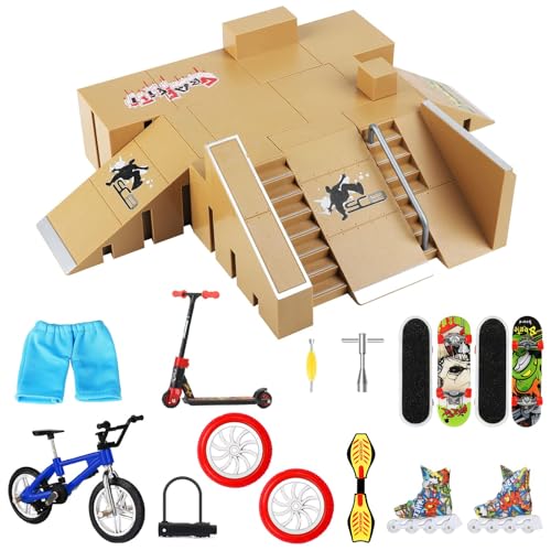 Waysroma Finger Skateboard Rampe 20PCS mit Mini-Sportzubehör Set Skatepark Kit Mit Finger Skateboards, Skates, Fahrrad, Scooter Fingerboards Skate Park Fingerspitzenbewegung für Kinder von Waysroma