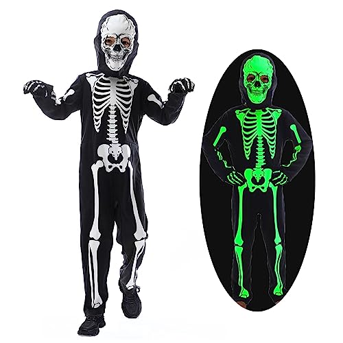 Wbesty Skelett Kostüm Kinder Glühen im Dunkeln Jungen Mädchen Halloween Gruselige Bodysuitmit Skelett Kapuze Handschuhe, 3-5Jahre Wbesty Skelett Kostüm Kinder Glühen im Dunkeln Jungen Mädchen Halloween Gruselige Bodysuitmit Skelett Kapuze Handschuhe, 3-5Jahre von Wbesty