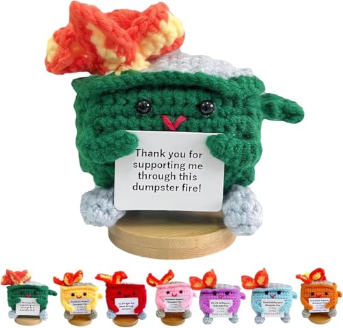 Wbietu Emotional Support Dumpster Fire, Emotional Crochet Dumpster Fire, Handmade Crochet Emotional Support Dumpster Fire, Funny Desk Decor, Gift for Women Birthday Christmas (Green) von Wbietu