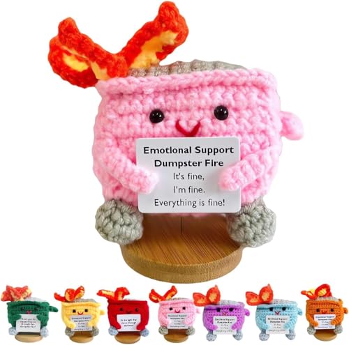 Wbietu Emotional Support Dumpster Fire, Emotional Crochet Dumpster Fire, Handmade Crochet Emotional Support Dumpster Fire, Funny Desk Decor, Gift for Women Birthday Christmas (Pink) von Wbietu