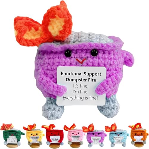 Wbietu Emotional Support Dumpster Fire, Emotional Crochet Dumpster Fire, Handmade Crochet Emotional Support Dumpster Fire, Funny Desk Decor, Gift for Women Birthday Christmas (Purple) von Wbietu