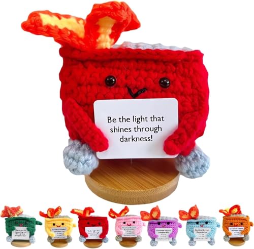 Wbietu Emotional Support Dumpster Fire, Emotional Crochet Dumpster Fire, Handmade Crochet Emotional Support Dumpster Fire, Funny Desk Decor, Gift for Women Birthday Christmas (Red) von Wbietu