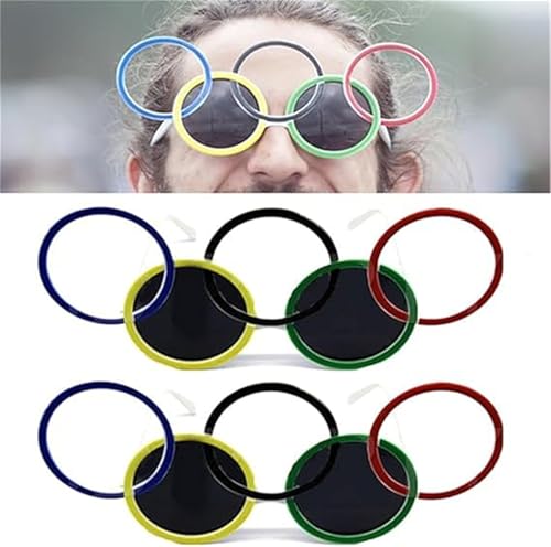 Wbietu Olympic Ring Sunglasses, 2024 New Olympic Glasses, Olympic Party Glasses, Sports Decorations Game, Sports Eyeglasses, Summer Sports Activity Party (2 Pcs) von Wbietu