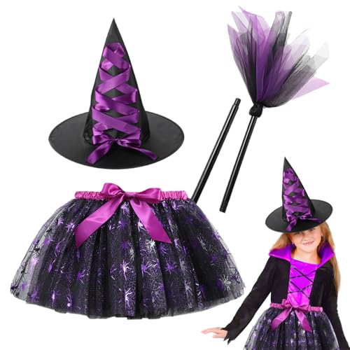 Halloween Girls-Rock-Set, Kinder Witch- mit Hut, atmungsaktives Prinzessin-Outfit, weicher leichtes Stoff, leicht zu tragenes Design, 1 Set für Cosplay, Dress-up-Partys, Geburtstag, Ostern Halloween Girls-Rock-Set, Kinder Witch- mit Hut, atmungsaktives Prinzessin-Outfit, weicher leichtes Stoff, leicht zu tragenes Design, 1 Set für Cosplay, Dress-up-Partys, Geburtstag, Ostern von Wcybym