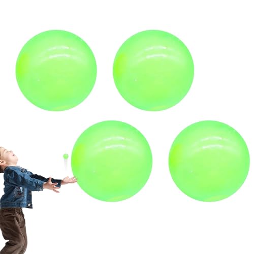 Klebeball, leuchtende Deckenbälle, werfendes sensorisches Zappelspielzeug, 4er-Pack, leuchtet bei Dunkelheit, 4,5 cm, ideal zum Stressabbau für Kinder und Erwachsene zu Hause oder bei der Arbeit von Wcybym