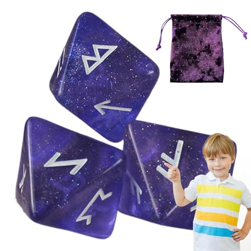 Runenwürfel-Set, 8-seitige astrologische Würfel zur Vorhersage, exquisite polyedrische Runenwürfel mit Kordelzugbeutel für Wahrsager-Brettspiele von Wcybym