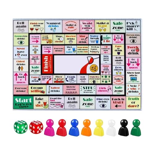 Tipsy Drinking Party Game, wettbewerbsfähige soziale Herausforderung, lustige Gruppenaktivität, einzigartige Gameboard und Aufgaben, 14,96x11.02 Zoll, ideal für Bachelorette, College -Partys, Nachtleb von Wcybym