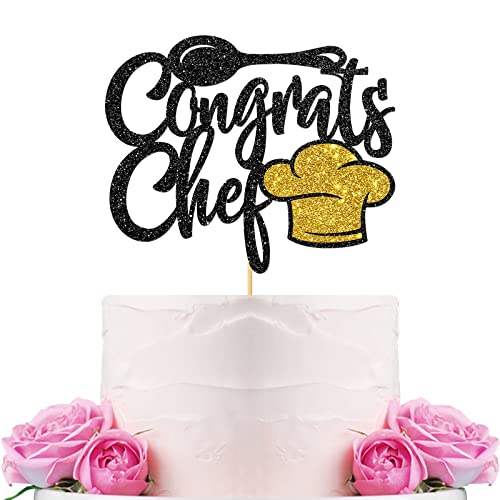 WeBenison Congrats Chef Cake Topper / 2022 Chef Graduation Cake Decorations / Abschiedsparty / Doktor Graduate Party Dekorationen Supplies Schwarz Glitter von WeBenison