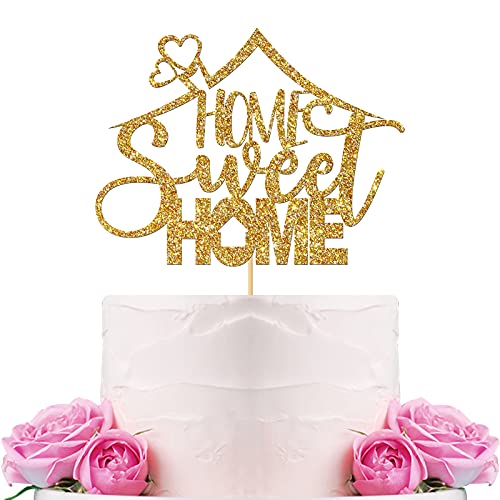 WeBenison Home Sweet Home Tortenaufsatz / Einweihungsparty / Willkommen zurück Party / Familie Home Sign / New House Theme Party Dekorationen Supplies Gold Glitter von WeBenison