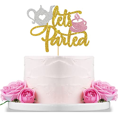 WeBenison Let's Partea Cake Topper / Hochzeit Party / Tea Time / Partea Time Brautparty Dekorationen Gold Glitzer von WeBenison