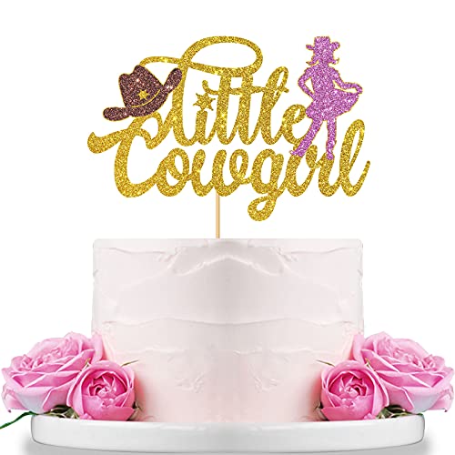 WeBenison Little Cowgirl Tortenaufsatz mexikanisches Motiv Cowgirl Geburtstagsparty / Babyparty Western Party Dekorationen Gold Glitzer von WeBenison