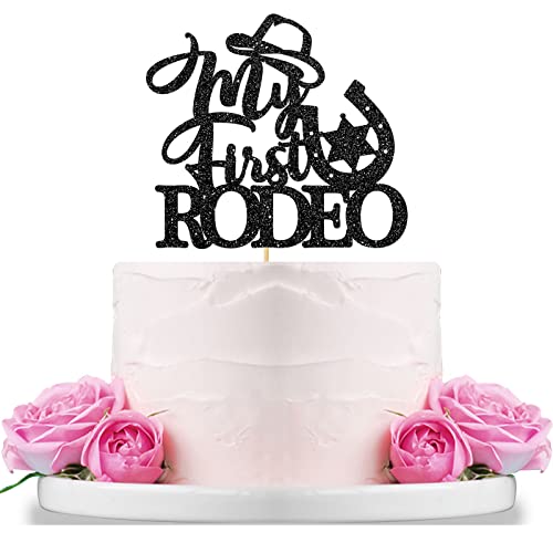 WeBenison My First Rodeo Cake Topper / Mexican 1st Birthday Party / Western Thema Happy Birthday Party Dekorationen Schwarz Glitzer von WeBenison