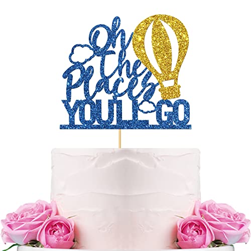 WeBenison Oh The Places You'll Go Cake Topper Reisethema / Happy Retirement Cake Decorations / Abschiedsparty / Go Away / 2022 Graduation Decorations Supplies Blue Glitter von WeBenison