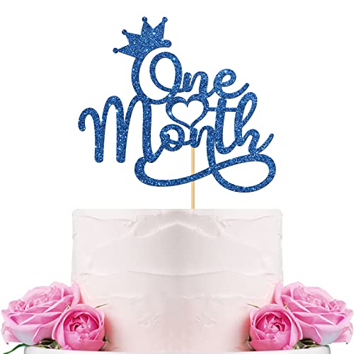 WeBenison One Month Cake Topper / Baby Shower Cake Topper / Neugeborene Willkommen Baby / Happy 30 Tage für Verlobung Hochzeit Party Dekorationen Blau Glitzer von WeBenison