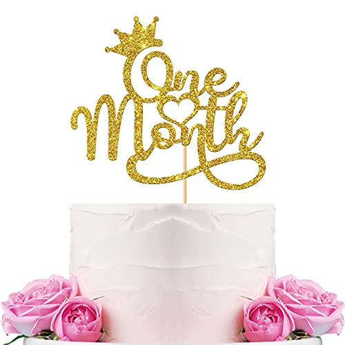 WeBenison One Month Cake Topper / Baby Shower Cake Topper / Neugeborene Willkommen Baby / Happy 30 Tage für Verlobung Hochzeit Party Dekorationen Gold Glitzer von WeBenison