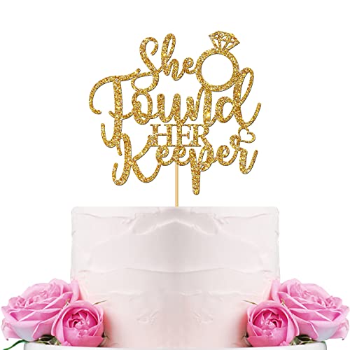 WeBenison She Found Her Keeper Cake Topper / Hochzeitstorte Topper / Verlobung / Brautdusche / Junggesellinnenabschied Dekorationen gemischte Gold Glitter von WeBenison