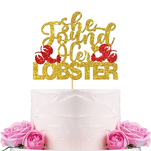 WeBenison She Found Her Lobster Cake Top/Hochzeitstorte Top/Verlobung / Brautdusche / Freunde Bachelorette Party Dekorationen Gold Glitter von WeBenison