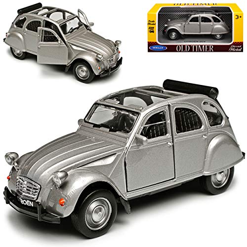 Citroen 2cv Cabrio Offen Silber Grau 1949-1990 ca 1/43 1/36-1/46 Welly Modell Auto von WeIIy