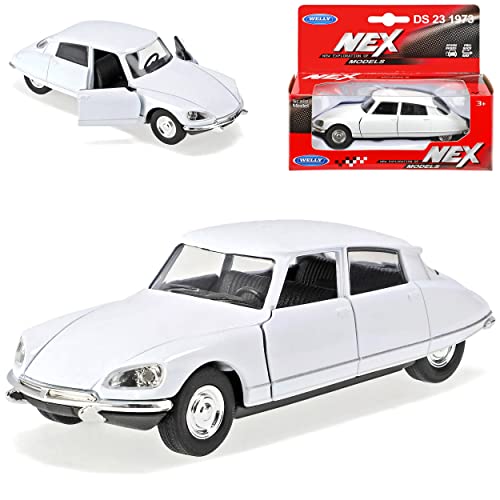 Citroen DS23 Limousine Weiss 1972-1975 mit Rückzugsmotor ca 1/43 1/36-1/46 Welly Modell Auto mit individiuellem Wunschkennzeichen von WeIIy