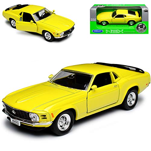 Ford Mustang Boss 302 Coupe I Gelb 3. Generation 1969-1970 ca 1/43 1/36-1/46 Welly Modell Auto mit individiuellem Wunschkennzeichen von WeIIy