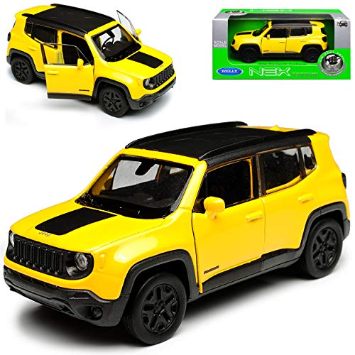 Jeep Renegade Trailhawk SUV Gelb mit schwarzem Dach Ab 2014 ca 1/43 1/36-1/46 Welly Modell Auto mit individiuellem Wunschkennzeichen von WeIIy