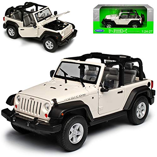 Jeep Wrangler Rubicon JK Weiss Offen 2007-2018 1/24 Welly Modell Auto mit individiuellem Wunschkennzeichen von WeIIy