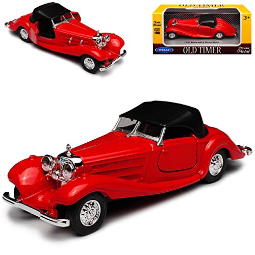 Mercedes-Benz 500K W29 Cabrio Rot Soft Top 1934-1939 ca 1/43 1/36-1/46 Welly Modell Auto von WeIIy