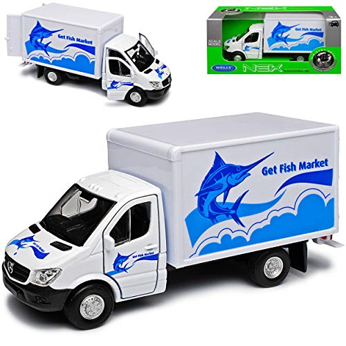 Mercedes-Benz Sprinter W906 Fischmarkt Koffer Weiss Modell 2006 Ab Facelift 2013 ca 1/43 1/36-1/46 Welly Modell Auto mit individiuellem Wunschkennzeichen von WeIIy