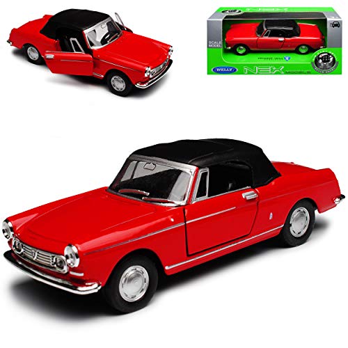 Peugeot 404 Cabrio Rot mit Soft Top Dach 1960-1975 ca 1/43 1/36-1/46 Welly Modell Auto von WeIIy