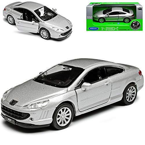 Peugeot 407 Coupe Silber 2004-2011 ca 1/43 1/36-1/46 Welly Modell Auto mit individiuellem Wunschkennzeichen von WeIIy