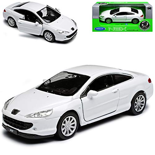 Peugeot 407 Coupe Weiss 2004-2011 ca 1/43 1/36-1/46 Welly Modell Auto mit individiuellem Wunschkennzeichen von WeIIy