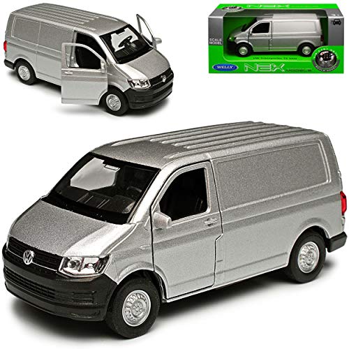 Volkwagen T6 Silber Transporter Kasten Version T5 Ab 2. Facelift 2015 ca 1/43 1/36-1/46 Welly Modell Auto mit individiuellem Wunschkennzeichen von WeIIy