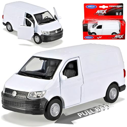 Volkwagen T6 Weiss Transporter Kasten Version T5 Ab 2. Facelift 2015 mit Rückzugsmotor ca 1/43 1/36-1/46 Welly Modell Auto von WeIIy