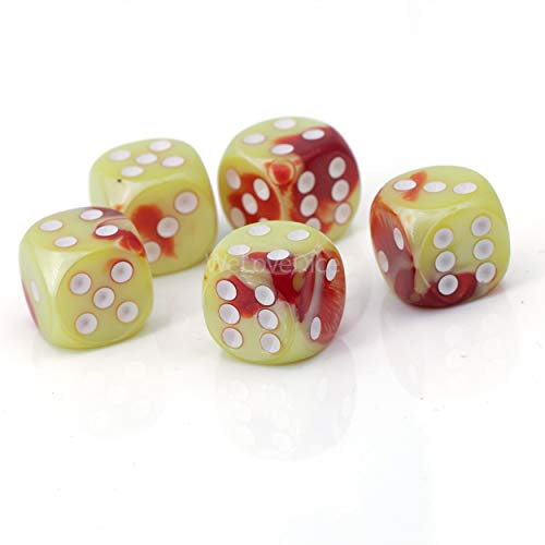 WeLoveBeads W6 Würfel kanariengelb rot/weiß - Made in Germany! - 5Stk von WeLoveBeads