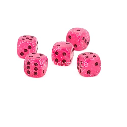 W6 Würfel (16mm) in Pink/Schwarze Punkte - Made in Germany - WeLoveBeads - 5 Stück von WeLoveDice