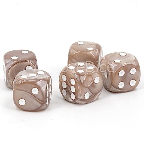 W6 Würfel (16mm) in beige/weiße Punkte - Made in Germany - WeLoveBeads - 5 Stück von WeLoveDice