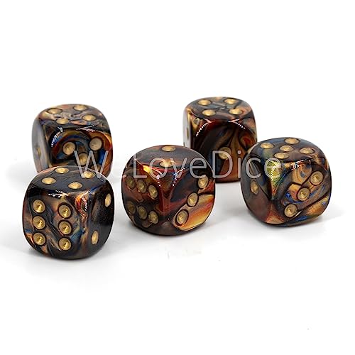 W6 Würfel (16mm) in rotgold/Golde Punkte - Made in Germany - WeLoveBeads - 5 Stück von WeLoveDice