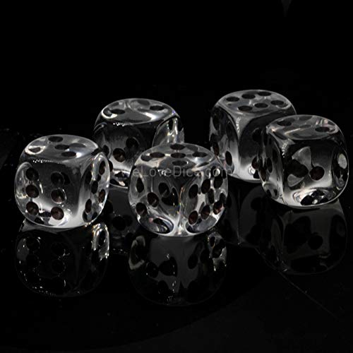 WeLoveBeads 12mm W6 Würfel glasklar transparent / schwarz - Made in Germany! - 10Stk von WeLoveDice