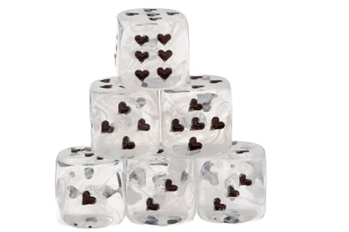 WeLoveDice - Würfel Weiss mit schwarzen Herzen - Made in Germany - 6 Stück von WeLoveDice