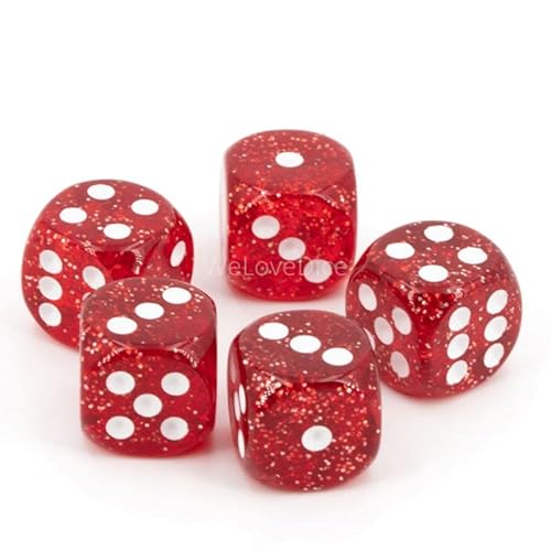 Würfel (16mm W6) in rot/weiße Punkte - Made in Germany - WeLoveBeads - 5 Stück von WeLoveDice