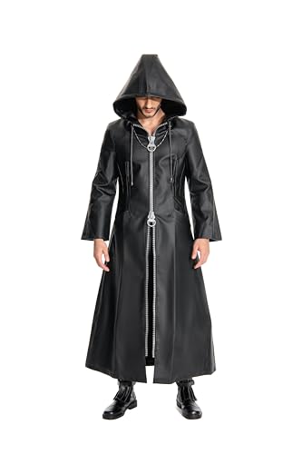 Wecos Adult Kingdom Organisation Rollenspiel Herzen Büro Uniform Mantel Halloween Lange Lederjacke Cosplay Kostüm (X-Large, Schwarz1) von Wecos