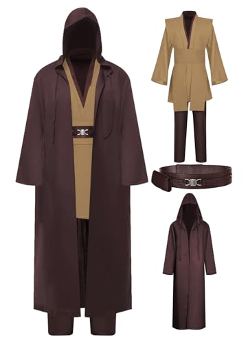 Wecos Tunika, Kapuzenmantel, Ritter-Kostüm, Outfits, Halloween, Cosplay, Kostüm für Herren, drei Versionen, Braunes Komplettset, M Wecos Tunika, Kapuzenmantel, Ritter-Kostüm, Outfits, Halloween, Cosplay, Kostüm für Herren, drei Versionen, Braunes Komplettset, M von Wecos